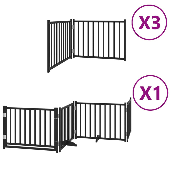 Hundeport sammenleggbar 10 paneler svart 800 cm poppeltre