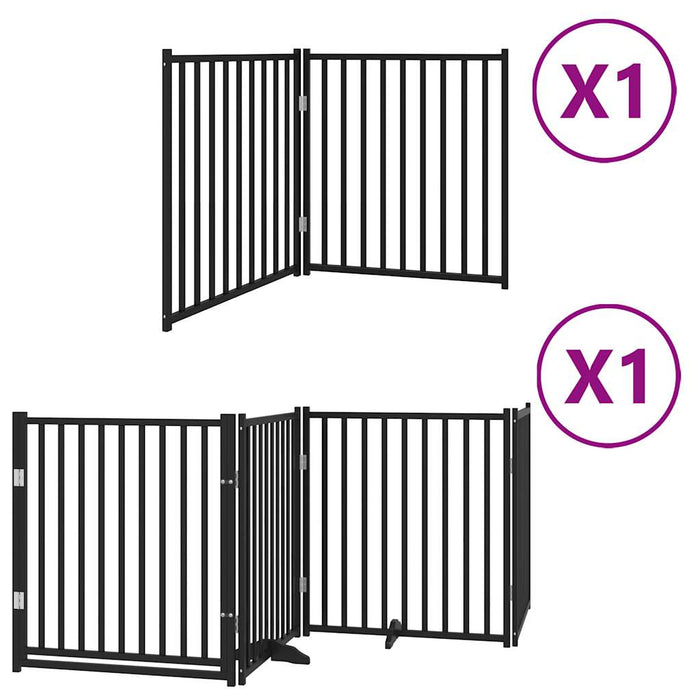 Hundeport sammenleggbar 6 paneler svart 480 cm poppeltre