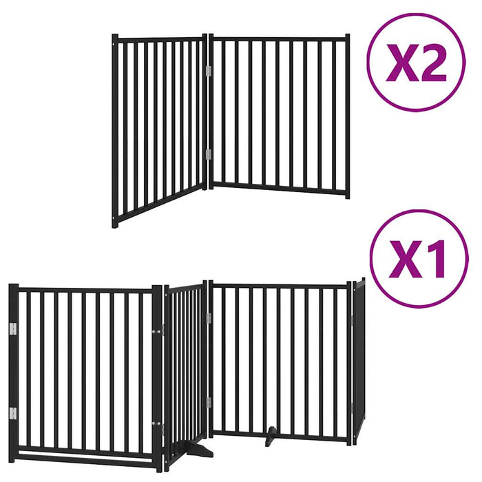 Hundeport sammenleggbar 8 paneler svart 640 cm poppeltre