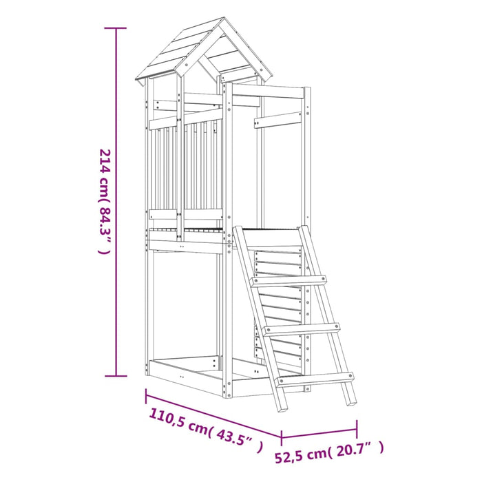 Utendørs lekesett 52,5x110,5x214 cm heltre furu