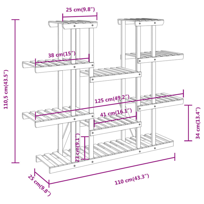 Blomsterstativ 110x25x110,5 cm heltre gran