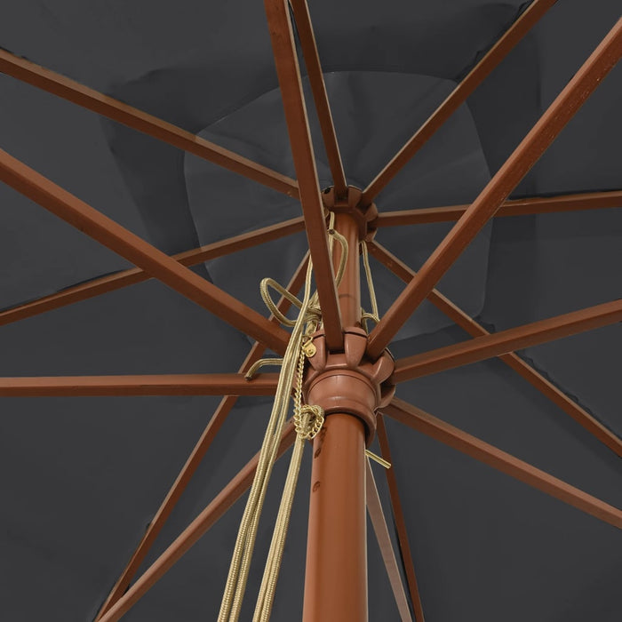 Hageparasoll med trestang svart 300x300x273 cm