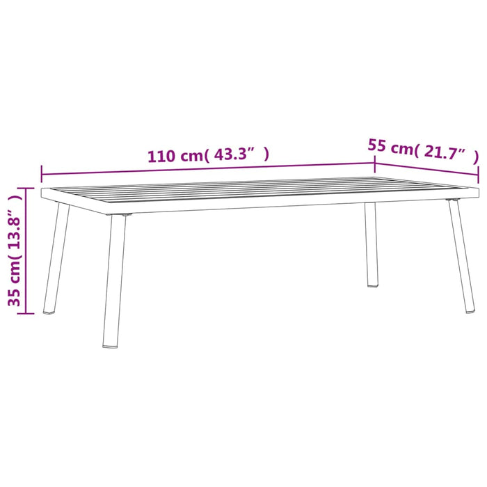 Utendørs salongbord antrasitt 110x55x35cm stål