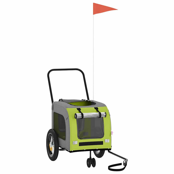 Sykkelvogn for kjæledyr Grønn og grå 124.5 x 63.5 x 53 cm