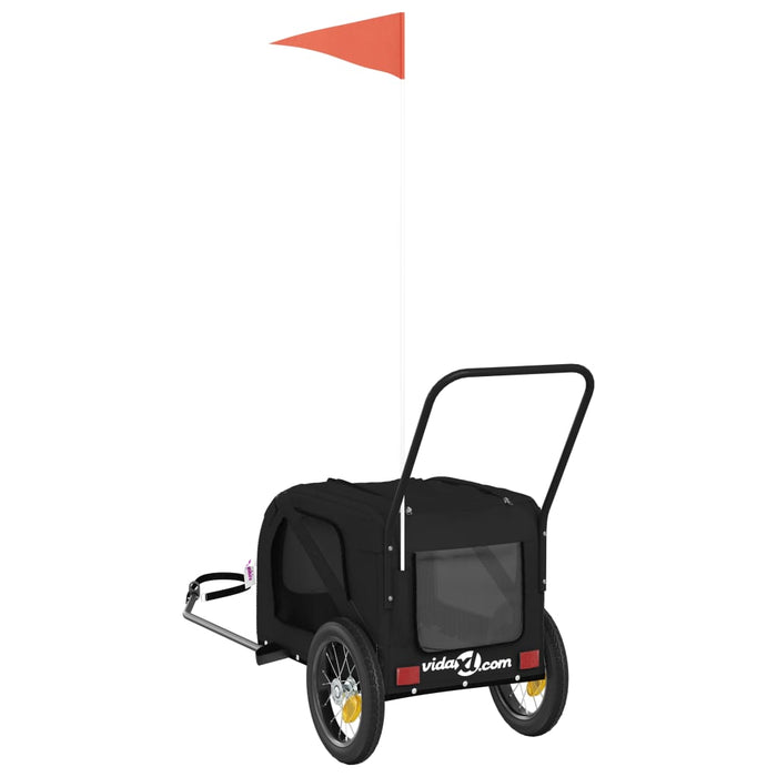 Kjæledyrsykkelhenger svart oxfordstoff og jern