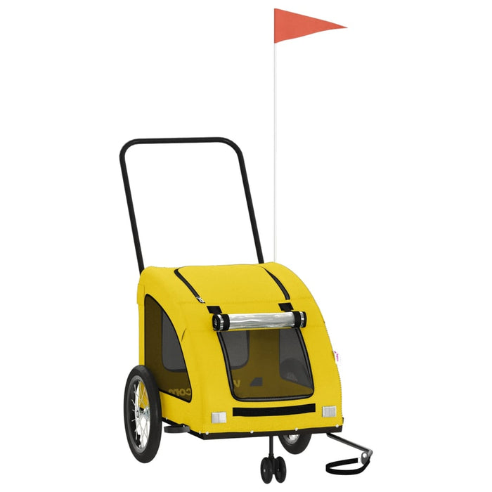 Kjæledyrsykkelhenger gul oxfordstoff og jern