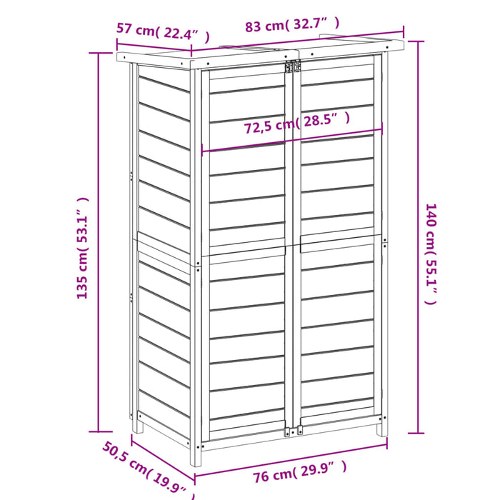 Hageredskapsbod mocca 83x57x140 cm heltre furu