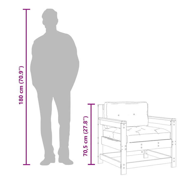 Hagestoler med puter 2 stk hvit heltre furu