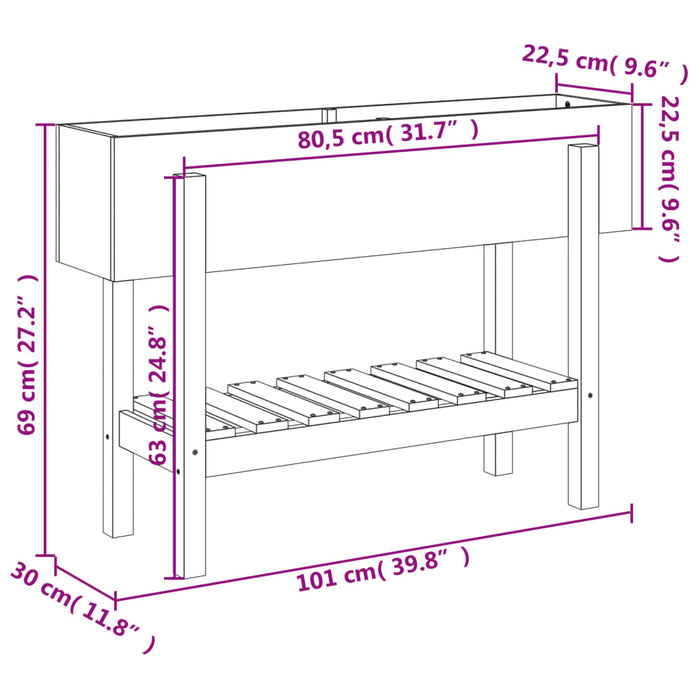 Høybed svart 101x30x69 cm heltre furu