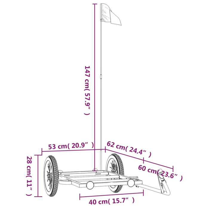 Sykkelhenger svart 122x53x28 cm jern