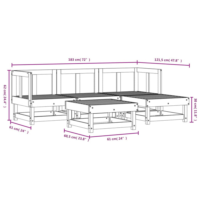 Hagesofagruppe hvit 5 deler heltre furu