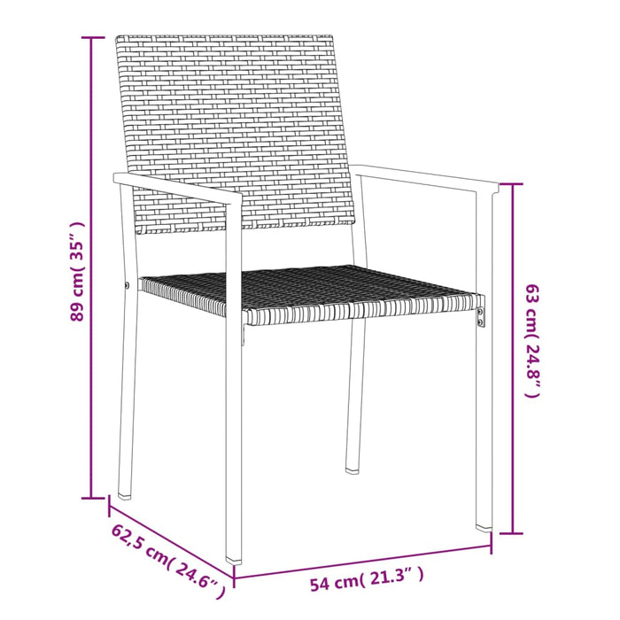 Hagestoler 4 stk svart 54x62,5x89 cm polyrotting