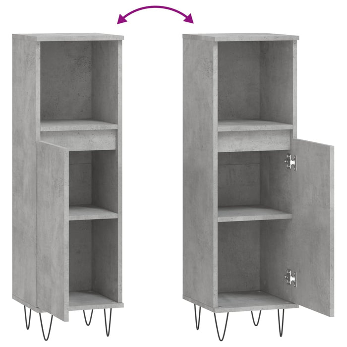 Baderomsskap betonggrå 30x30x100 cm konstruert tre