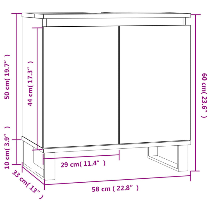 Servantskap sonoma eik 58x33x60 cm konstruert tre