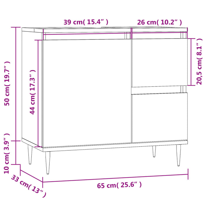 Baderomsskap betonggrå 65x33x60 cm konstruert tre