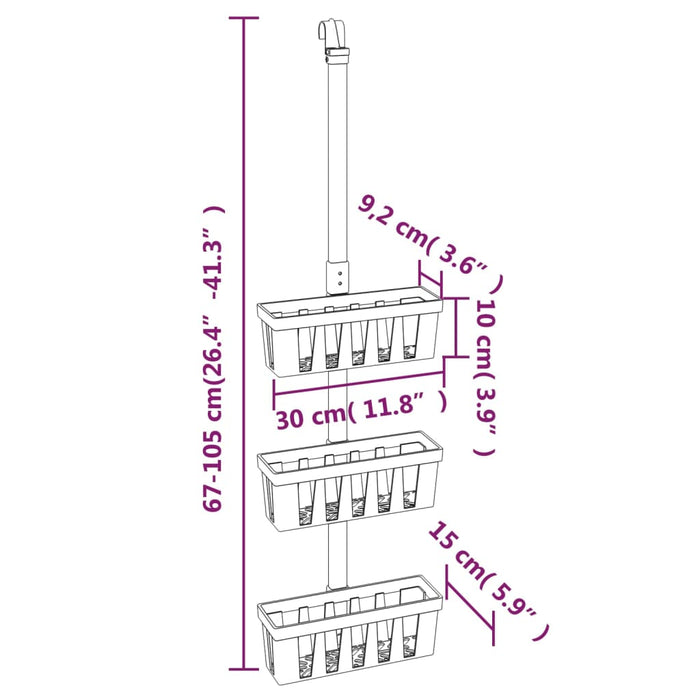 Dusjhylle 30x15x(67-105) cm aluminium