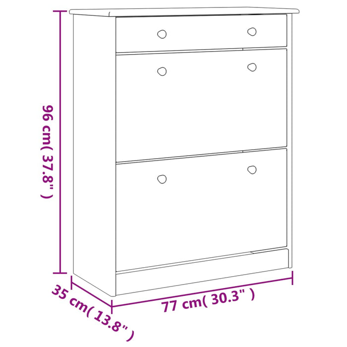 Skoskap ALTA 77x35x96 cm heltre furu