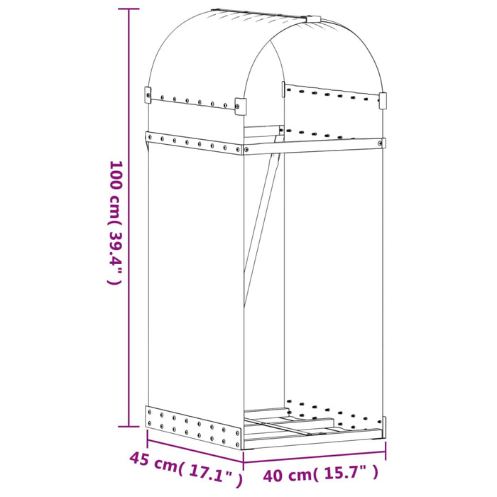 Vedholder grønn 40x45x100 cm galvanisert stål