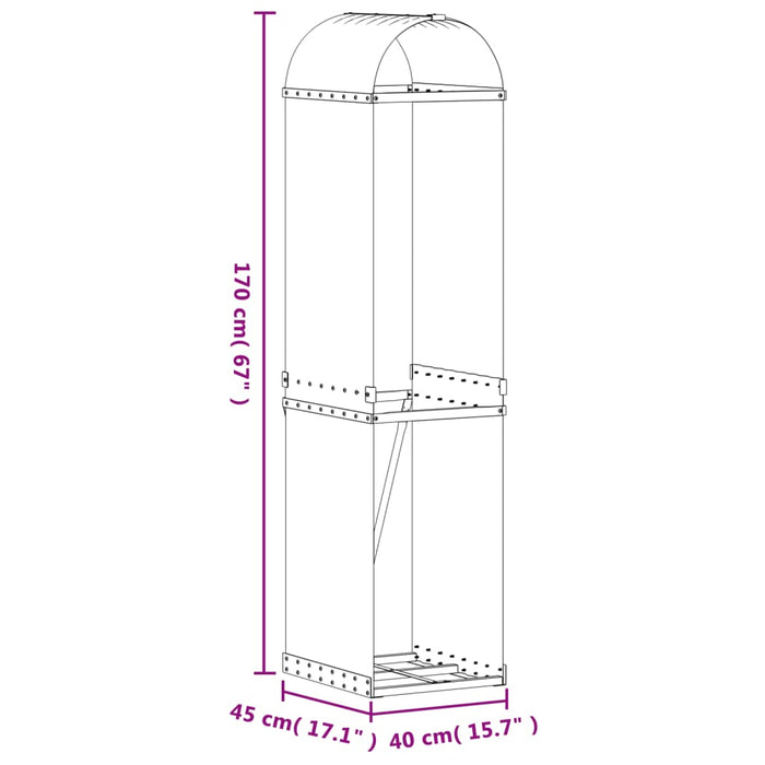 Vedholder grønn 40x45x170 cm galvanisert stål