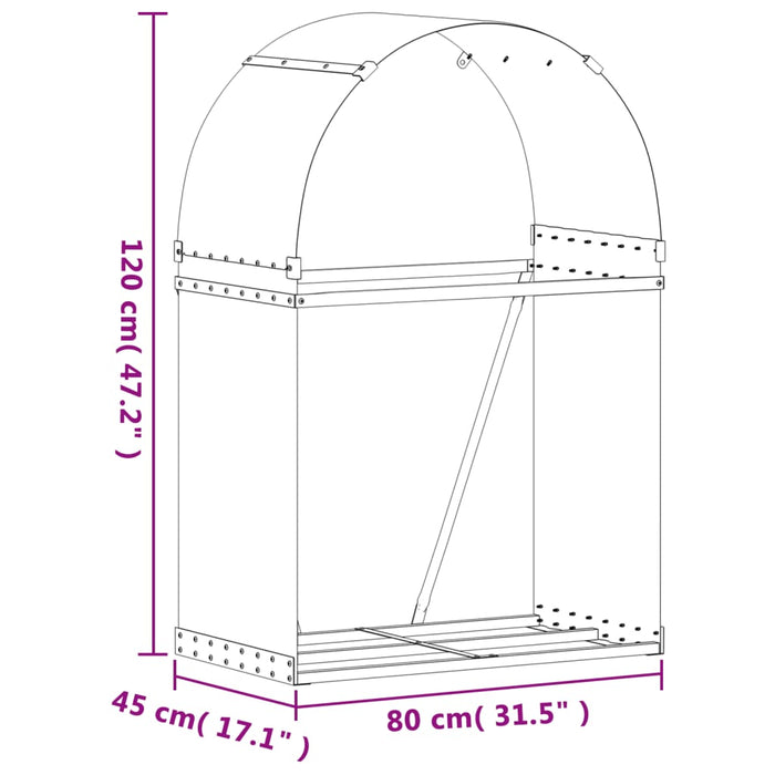 Vedholder grønn 80x45x120 cm galvanisert stål