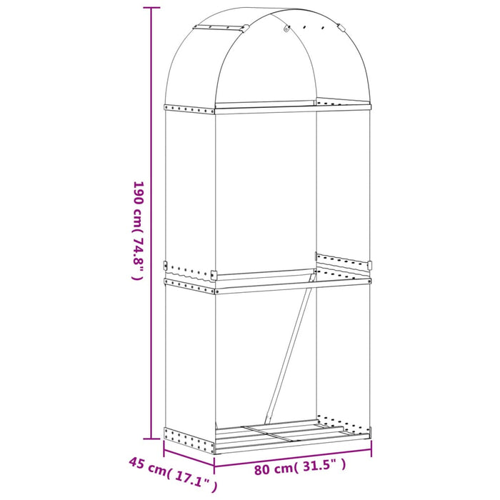 Vedholder grønn 80x45x190 cm galvanisert stål