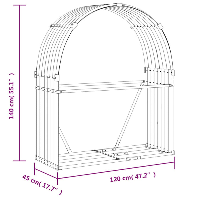 Vedholder grønn 120x45x140 cm galvanisert stål