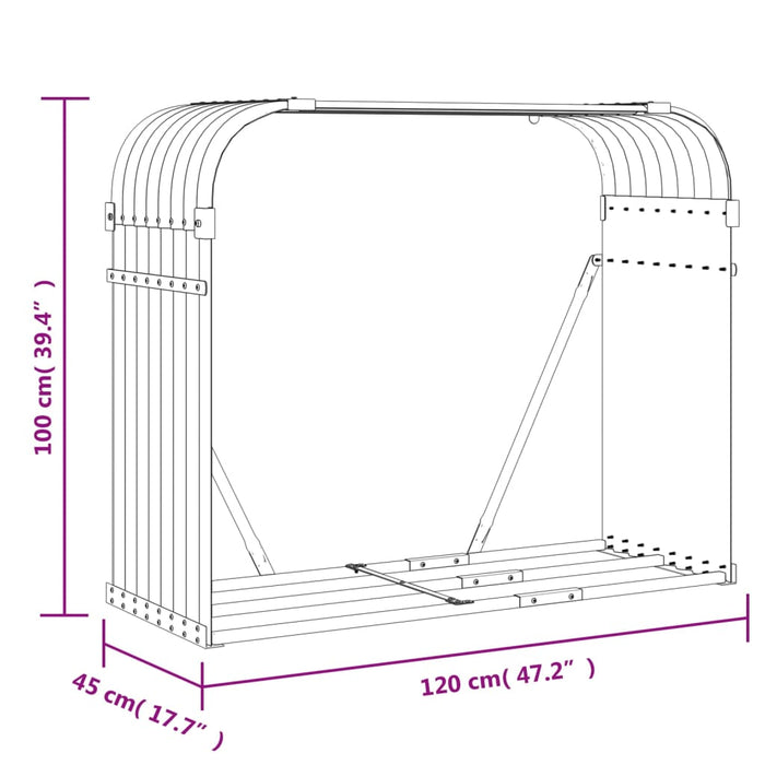 Vedholder grønn 120x45x100 cm galvanisert stål