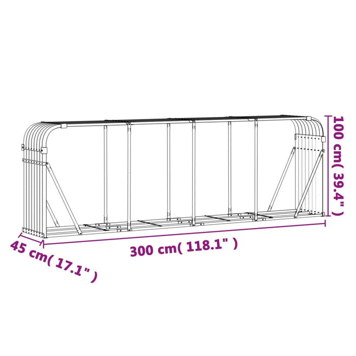 Vedholder grønn 300x45x100 cm galvanisert stål