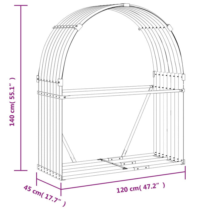 Vedholder antrasitt 120x45x140 cm galvanisert stål