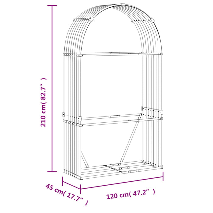 Vedholder antrasitt 120x45x210 cm galvanisert stål