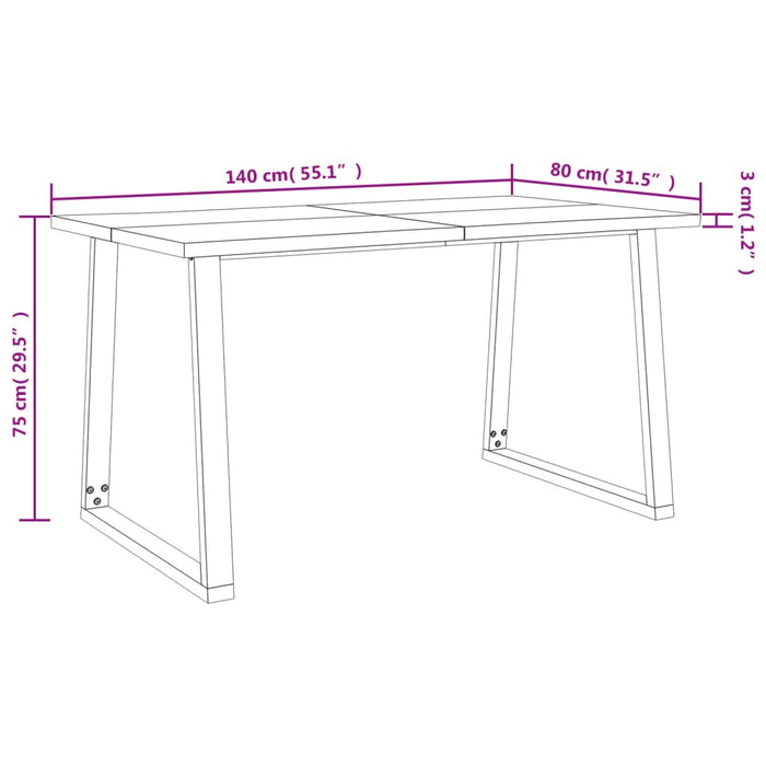 Spisebord med naturlig kant 140x80x75 cm heltre akasie