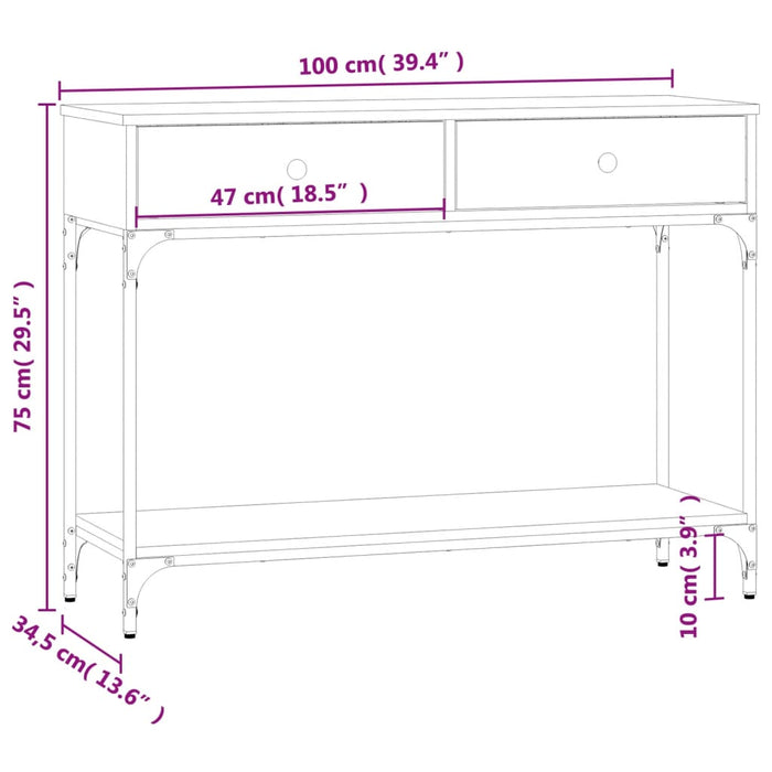 Konsollbord sonoma eik 100x34,5x75 cm konstruert tre