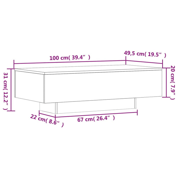 Salongbord svart 100x49,5x31 cm konstruert tre