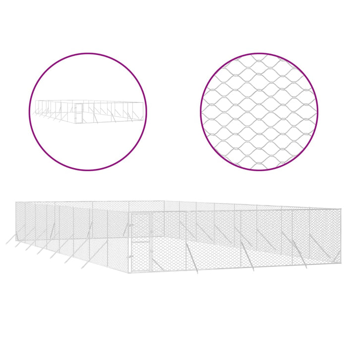Utendørs hundekennel sølv 8x16x2 m galvanisert stål
