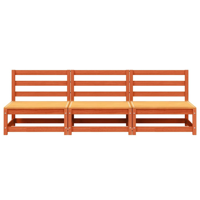 Hagesofaer uten armlener 3 stk voksbrun 70x70x67 cm heltre furu