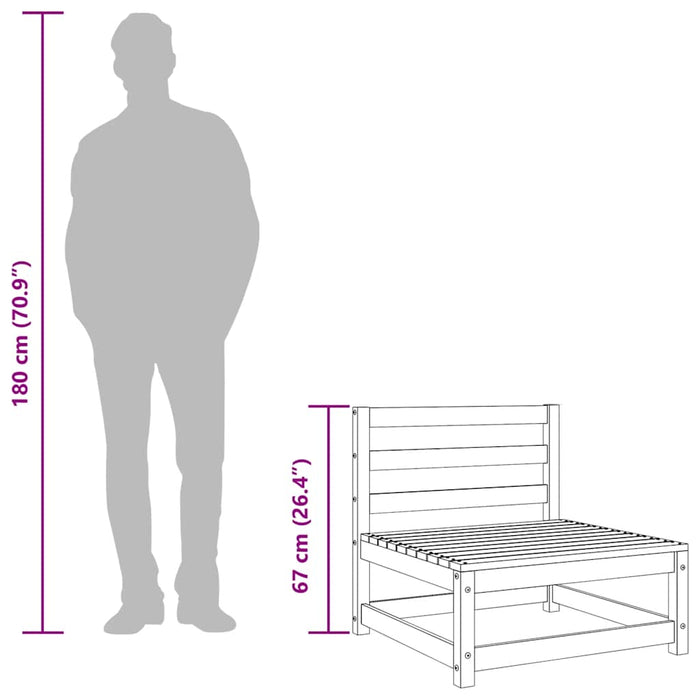 Hagesofaer uten armlener 3 stk voksbrun 70x70x67 cm heltre furu