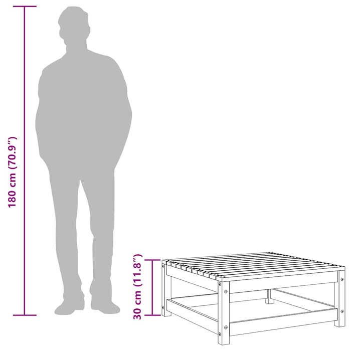 Fotskammel til hage hvit 70x70x30 cm heltre furu