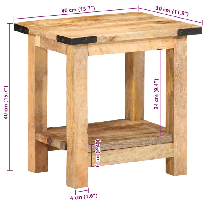 Sidebord 40x30x40 cm grovt heltre mango