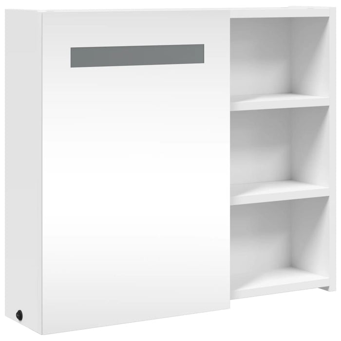 Baderomsspeilskap med LED-lys hvit 60x13x52 cm