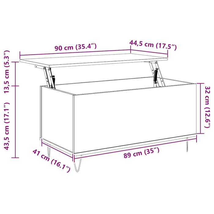 Salongbord betonggrå 90x44,5x45 cm konstruert tre