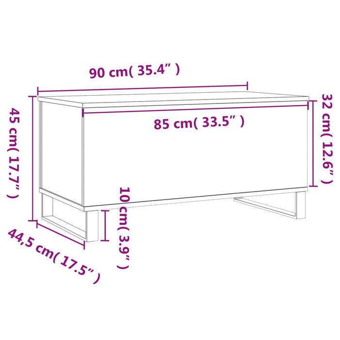 Salongbord betonggrå 90x44,5x45 cm konstruert tre