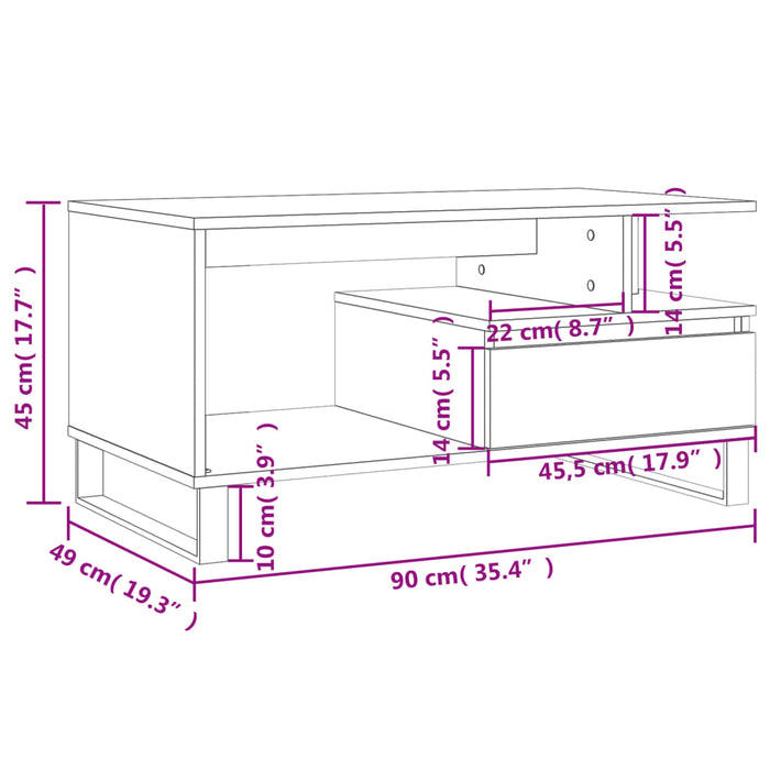 Salongbord betonggrå 90x49x45 cm konstruert tre