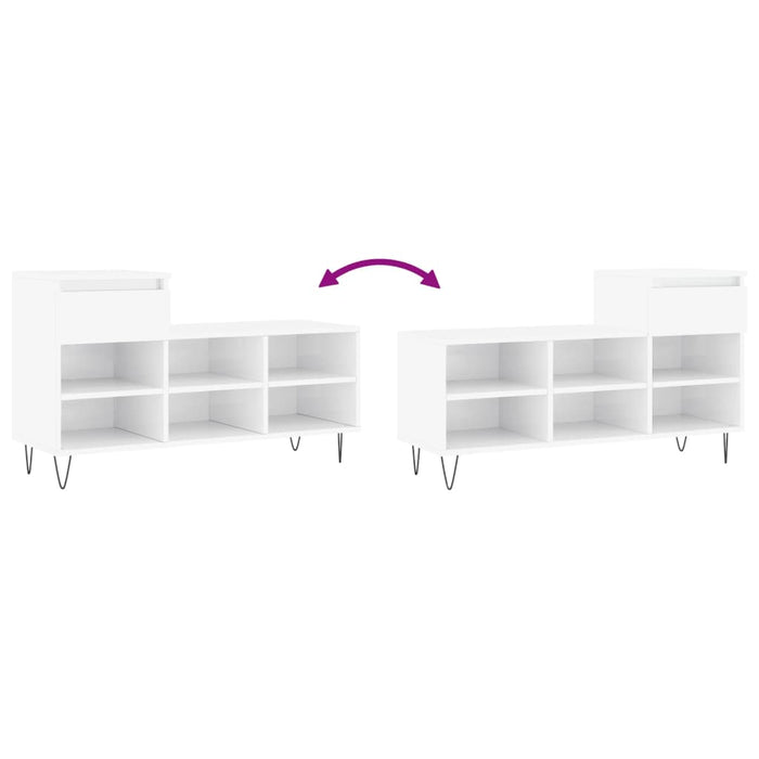 Skoskap høyglans hvit 102x36x60 cm konstruert tre