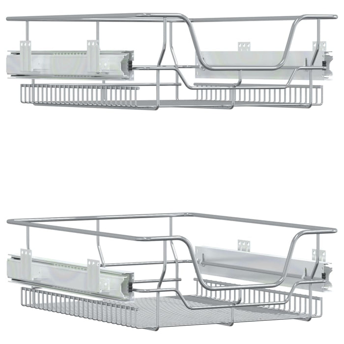 Uttrekkbare kurvskuffer 2 stk sølv 45 cm