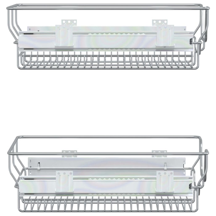 Uttrekkbare kurvskuffer 2 stk sølv 45 cm