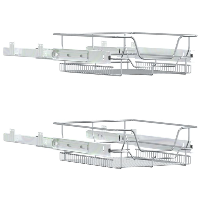 Uttrekkbare kurvskuffer 2 stk sølv 45 cm