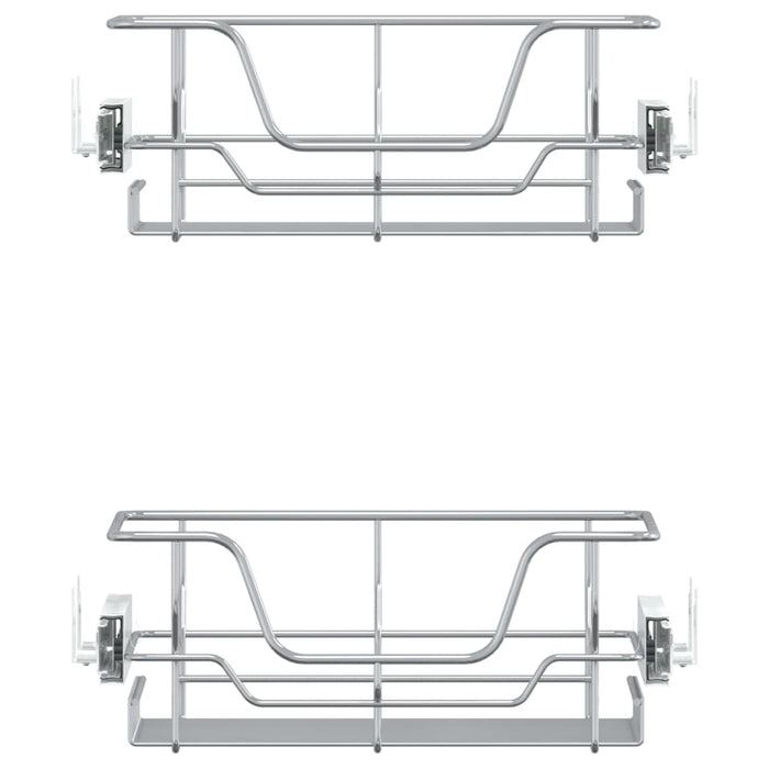 Uttrekkbare kurvskuffer 2 stk sølv 45 cm