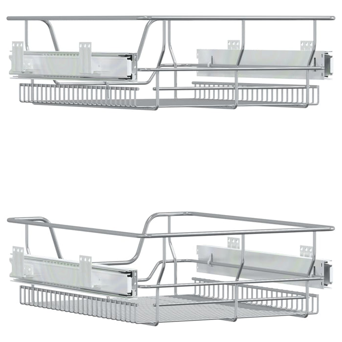 Uttrekkbare kurvskuffer 2 stk sølv 45 cm