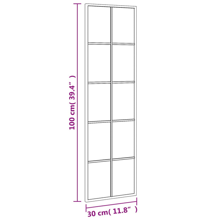 Veggspeil svart 30x100 cm rektangel jern