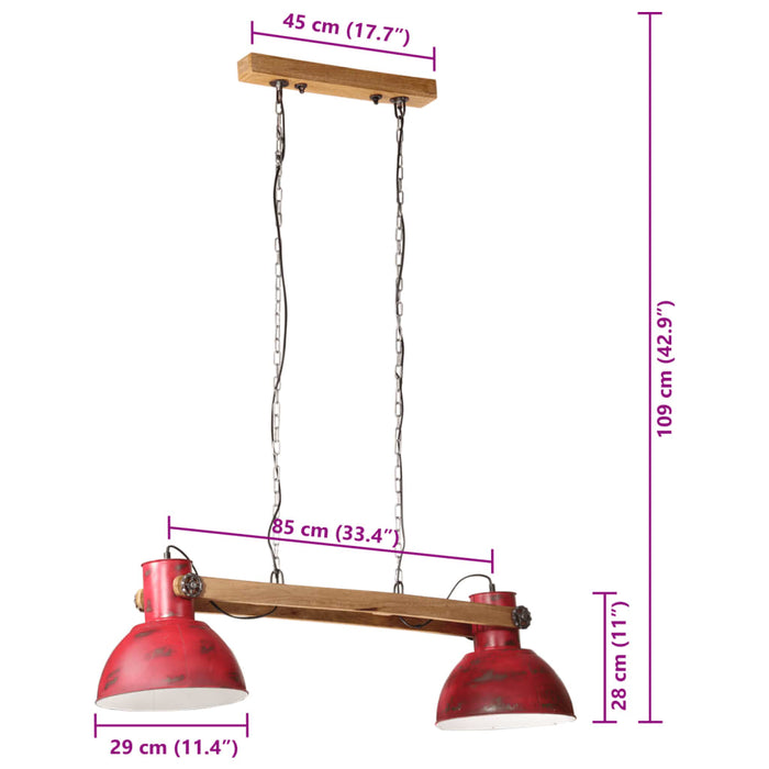 Hengelampe 25 W mørkerød 85x28x109 cm E27